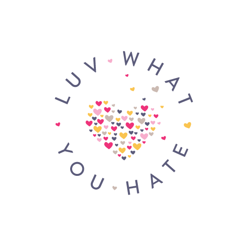 粉色和紫色的logo，标题是“Luv What you hate”