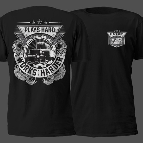 Kickass design with the title 'Create a t-shirt logo with a truck hauling hay'