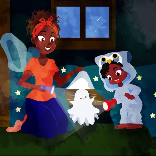 Children's book artwork with the title 'childrens book illustration'