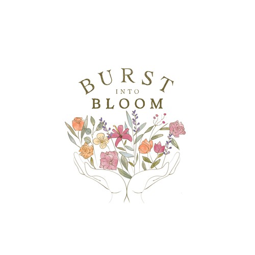 Hand design with the title 'Design a floral logo for 40+ year old women'