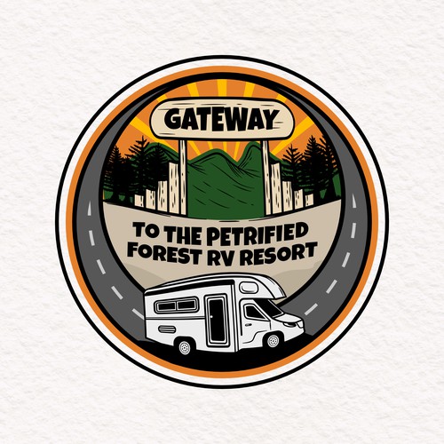 Resort logo with the title 'GATEWAY TO THE PETRIFIED FOREST RV RESORT'