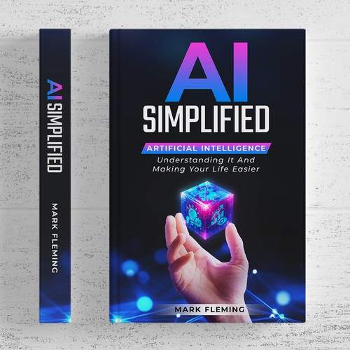 Technology book cover with the title 'AI SIMPLIFIED Book Cover Design'