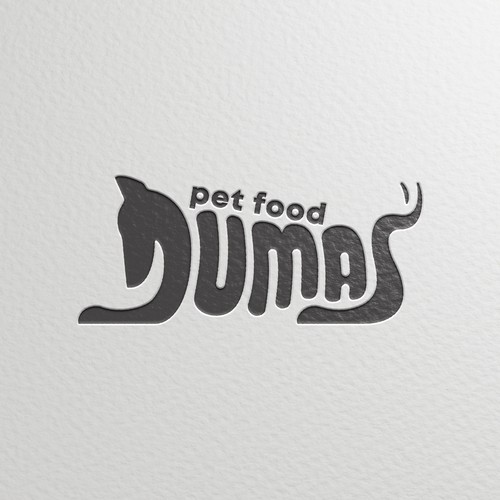 Pet food logo with the title 'Custom letter fo Duma’s pet food'