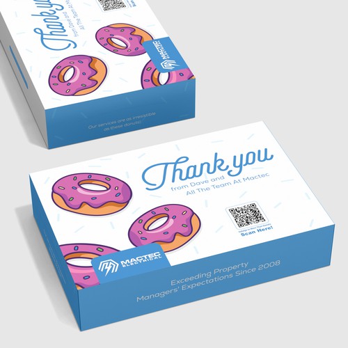 Donut design with the title 'Donut Box design to say thanks to clients'