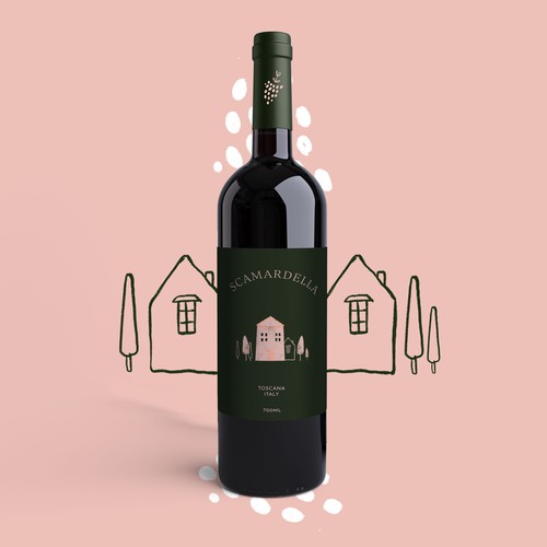 Drawing label with the title 'Wine label For Italian Wine.'