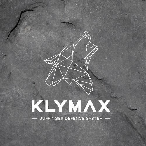 Corporate design logo with the title 'KLYMAX – Wolf für Sicherheitsausstattungsfirma'