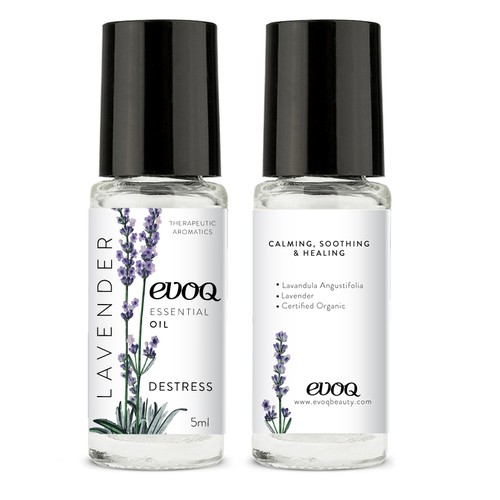 Lavender label with the title 'Packaging Design - Essential Oil'