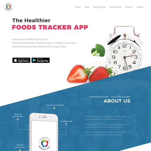 Health website with the title 'Healthier Eats'