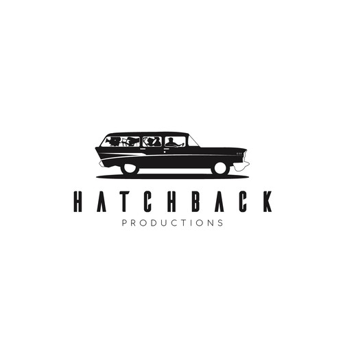 Vehicle logo with the title 'Hatchback productions'
