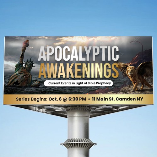 Bible design with the title 'Apocalyptic Awakenings Billboard '