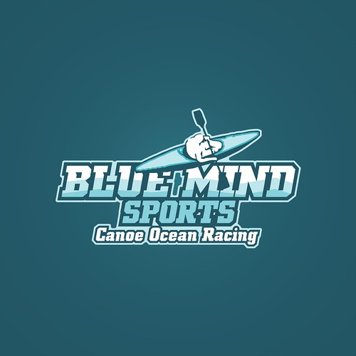 Canoe design with the title 'Bold Logo for Blue Mind Sports'