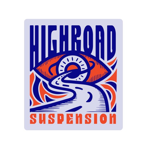 Road logo with the title 'Psychedelic logo design for "High Road Suspension"'