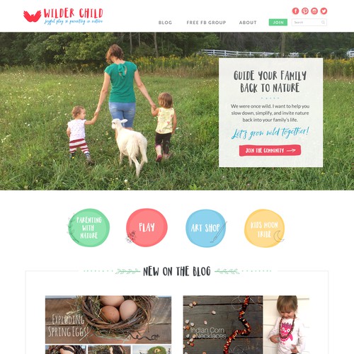 Fun website with the title 'Homepage Design for Wilder Child'