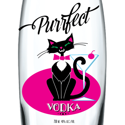 Cute label with the title 'Kitten Themed Vodka Label'