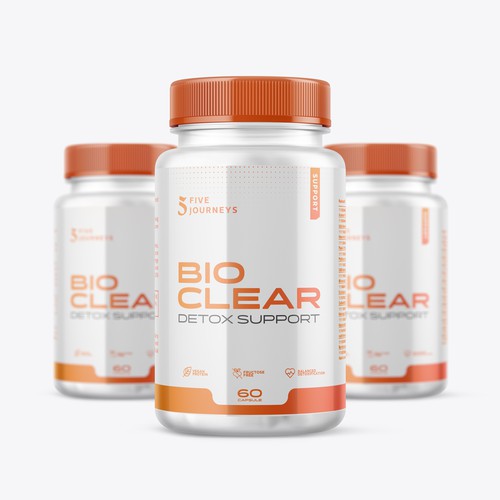 Vegan label with the title 'Five Journeys - Supplement Label Design '