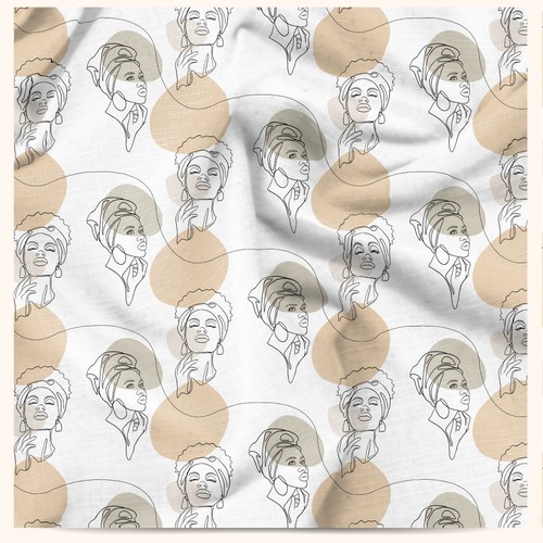 Minimal illustration with the title 'Minimalistic African woman pattern'