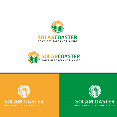 Solar panel design with the title 'Solar power roller coaster Brand Logo Design'