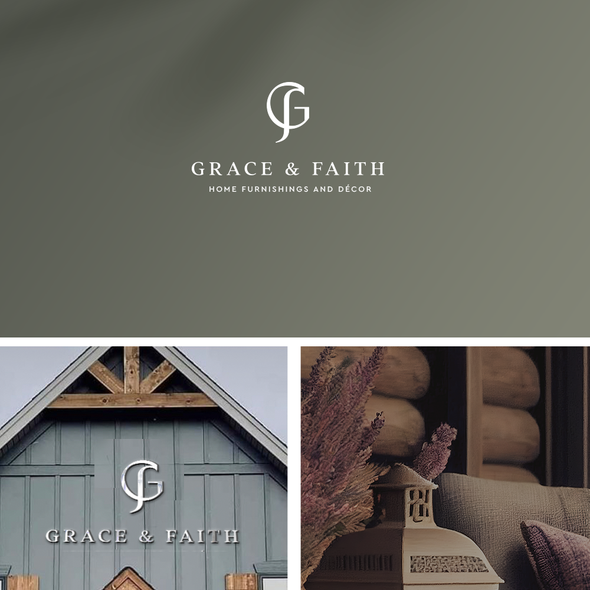 Home decor design with the title 'By Grace & Faith'