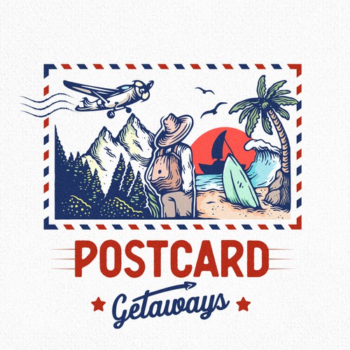 Travel logo with the title 'Postcard Getaways Travel logo'
