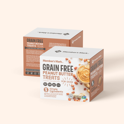 Pet food packaging with the title 'Peanut Butter Dog Treat Packaging Design'