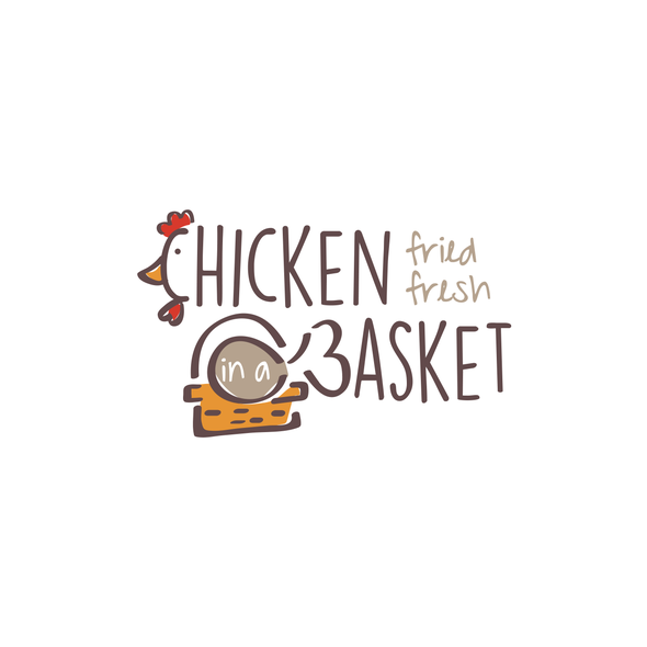 Diner logo with the title 'Chicken in a Basket Fried Chicken Logo'