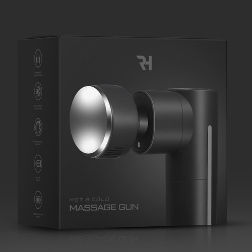 Product packaging with the title 'Packing for massage gun'