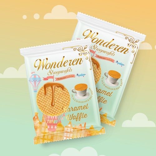 Shopping bag packaging with the title 'Packaging Design for Dutch Stroopwafels'