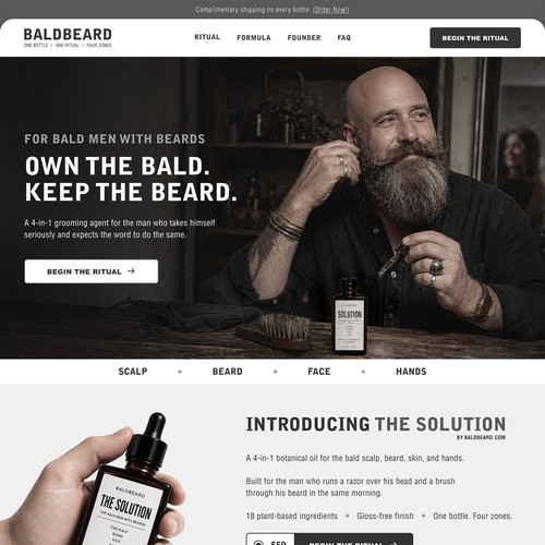 Artificial intelligence website with the title 'BaldBeard — Premium Shopify Landing Page Design'