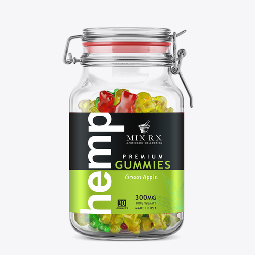 Minimal label with the title 'Premium  Hemp Gummies label design'