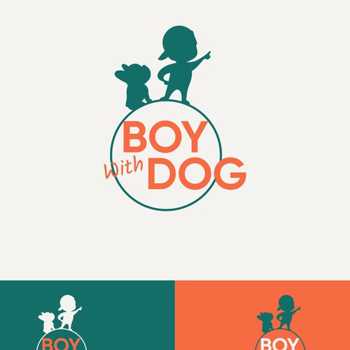 French bulldog logo with the title 'Boy with Dog logo for a startup food company'