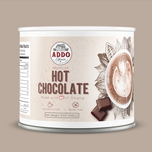 Chocolate label with the title 'Hot Chocolate Packaging'