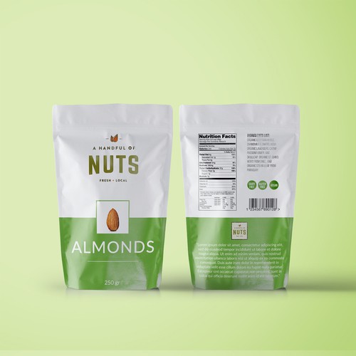 Stand-up pouch packaging with the title 'Packaging design'