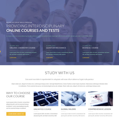 Course website with the title 'Education Website Homepage Design'