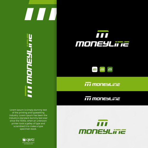 Vertical logo with the title 'moneyline logo'
