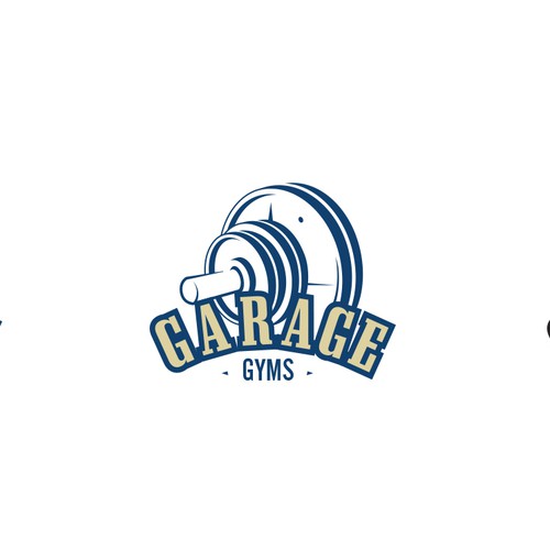 Barbell logo with the title 'Garage Gyms Logo concept'