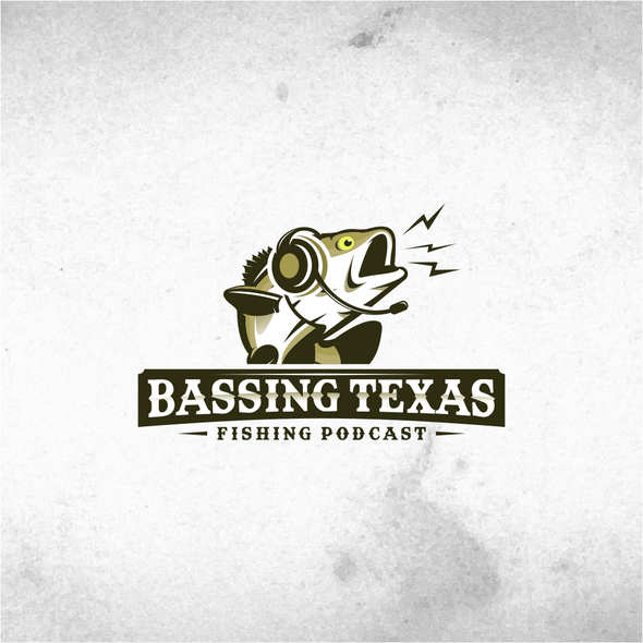 Fishing boat logo with the title 'Logo for Bassing Texas Fishing Podcast.'