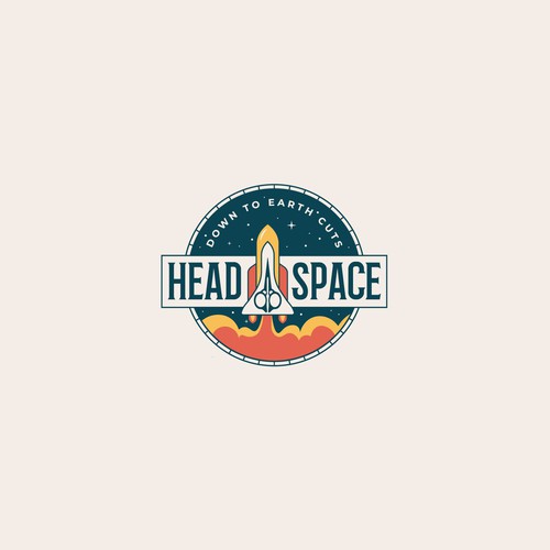 PNG design with the title 'Logo for a barbershop catering to the space industry community.'