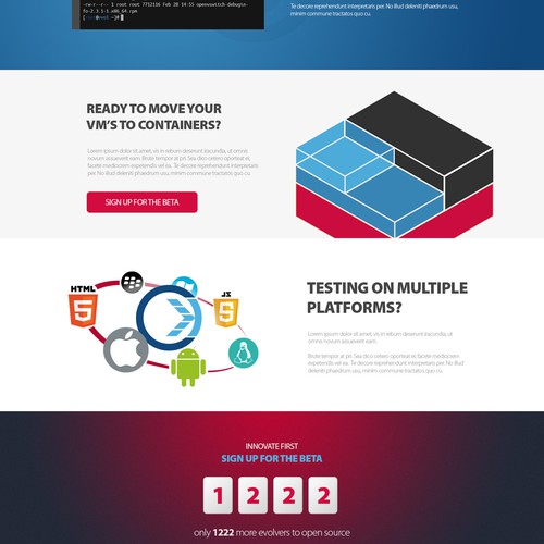 Tech website with the title 'A design for evolute'