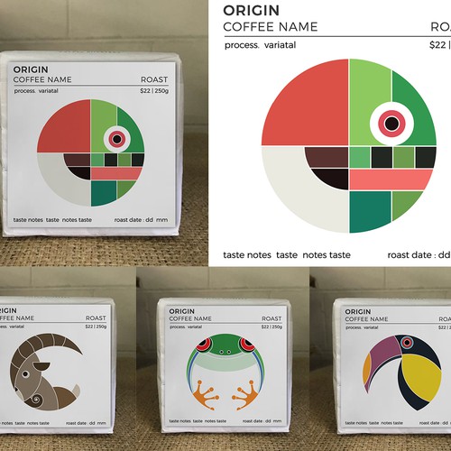 Bird artwork with the title 'Coffee Label Design '