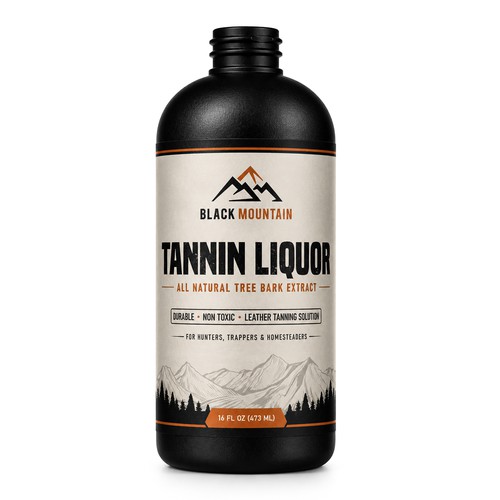 Rugged design with the title 'Tannin Liquor product label design'