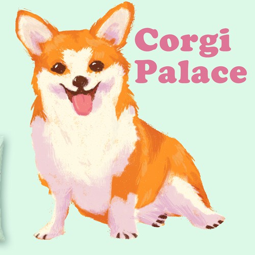 Cute animal illustration with the title 'Corgi illustration'