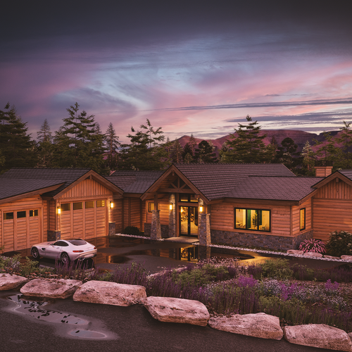 Exterior design with the title '3D Rendering for a house in lake Tahoe'