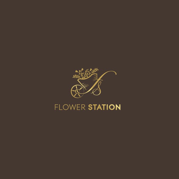 Flower shop design with the title 'Logo design for flower station'