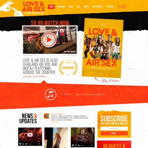 Creative website with the title 'Webdesign for Love & Air'