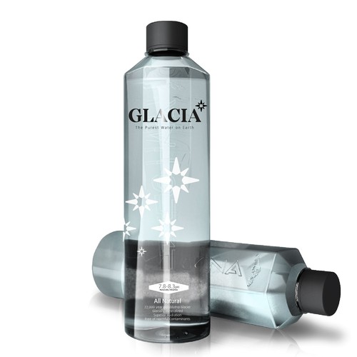 Water label with the title 'Label for Glacier Water'