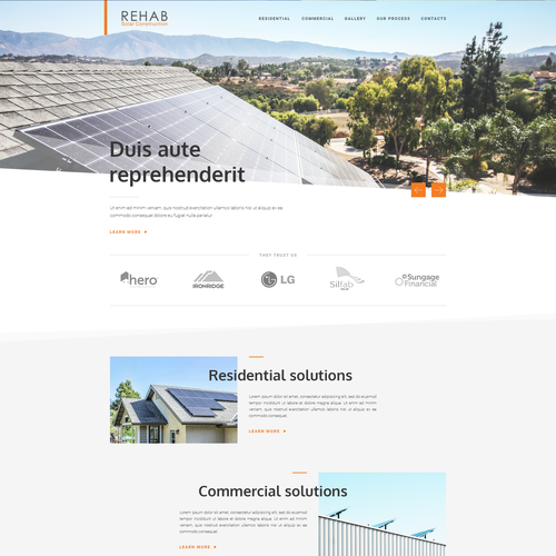 Landing page website with the title 'Web design for solar energy company'