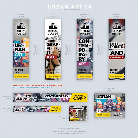 Urban logo with the title 'Set of FLASH banners for online shop "Urbat Art 24"'