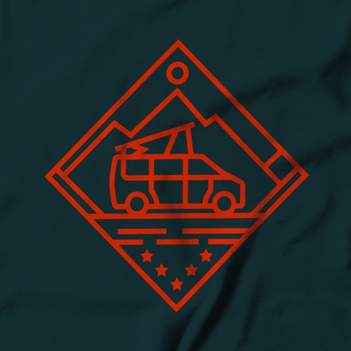 Road trip logo with the title 'Outsiders -- Logo for a campervan rental company'