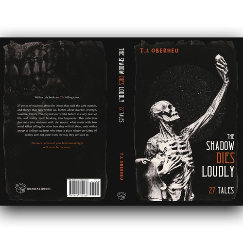 Horror book cover with the title 'The Shadow Dies Loudly, by T.L Oberheu'