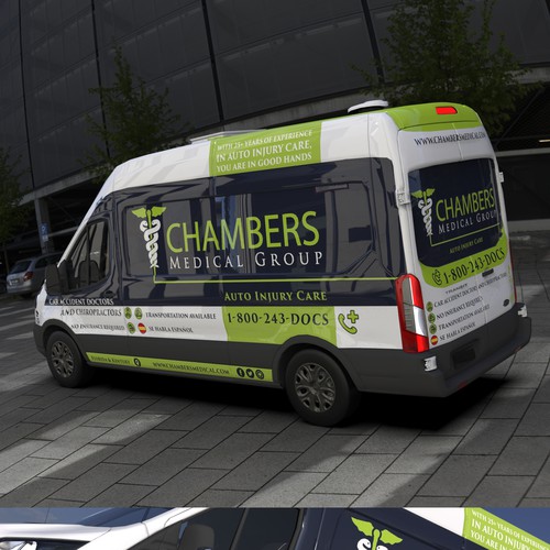 Transit design with the title 'Van wrap - medical group'